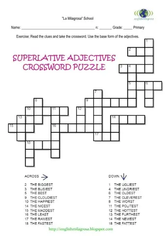 Superlatives crossword puzzle 1