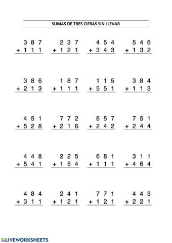 Sumes de tres xifres sense portar
