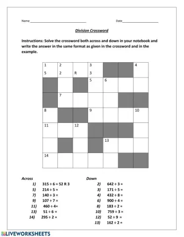 Division Crossword