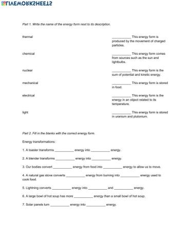 Natural Science 6th Grade ESL - Unit 7 Matter and Energy
