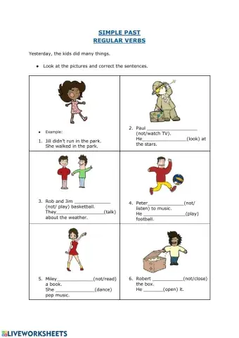 Past simple regular verbs