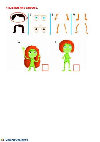 Parts of the body. Listen and choose