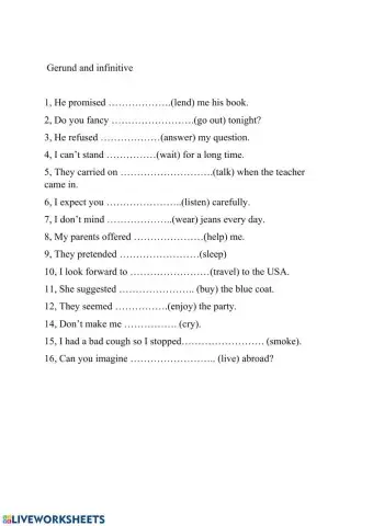 Gerund and infinitive