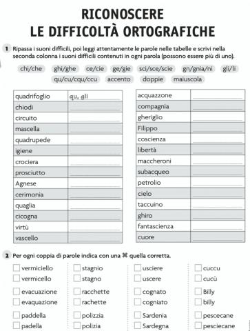 Difficolta' ortografiche classe 5