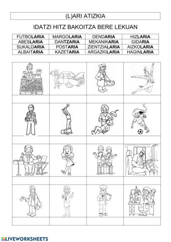 Lari atzizkia eta lanbideak