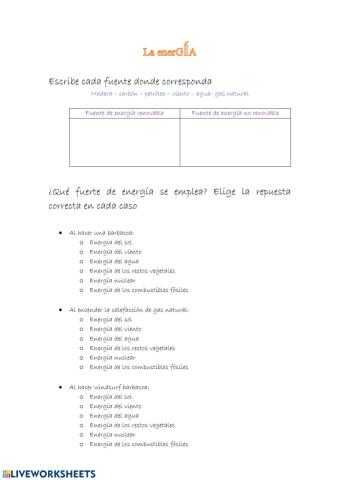 Fuentes de energía