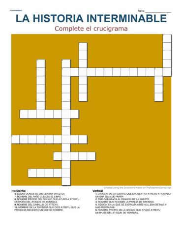 Crucigrama historia interminable