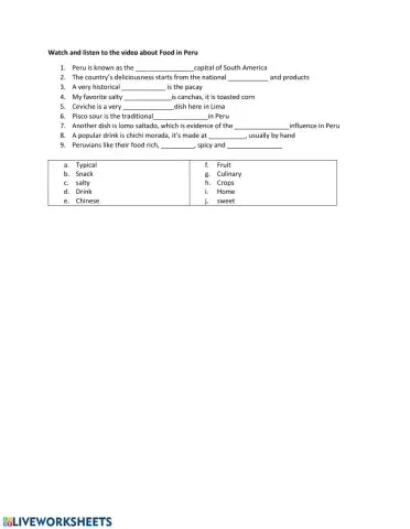 Listening: Food in Peru