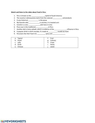 Listening: Food in Peru