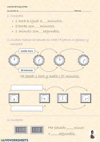 Las horas, minutos y segundos