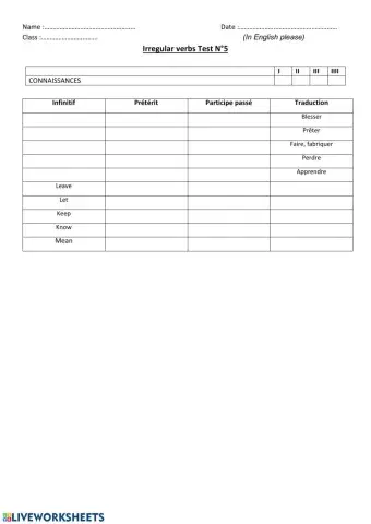 Irregular verbs N°5