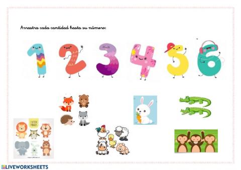 Arrastra los números hacia su cantidad