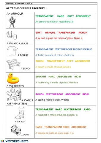 Properties of materials