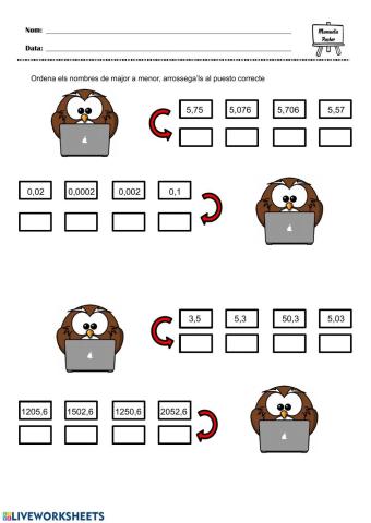 Ordenar nombres decimals