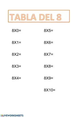 Tabla del 8