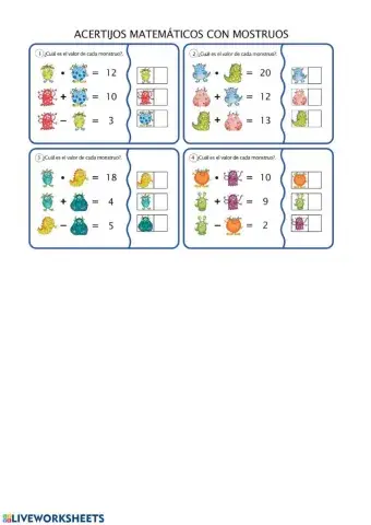 Acertijos matemáticos con monstruos
