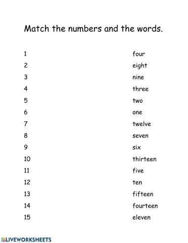 Match the numbers 1-15