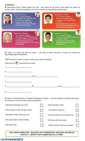 Listen and write the names