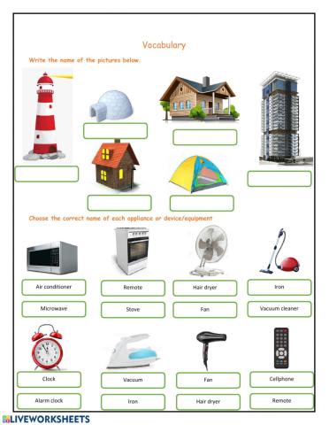 Types of houses and appliances