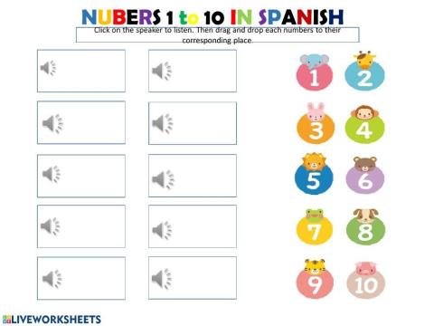 Counting from 1 to 10 in Spanish
