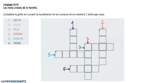 Les mots croisés de la famille 1