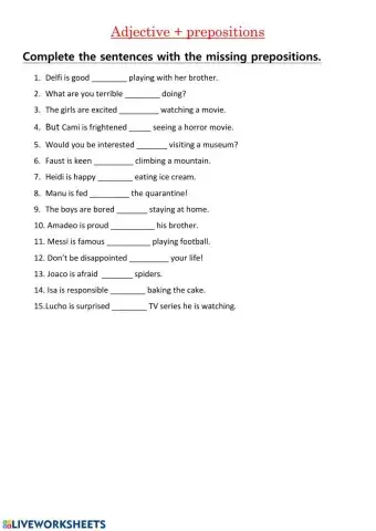 Adjectives with prepositions