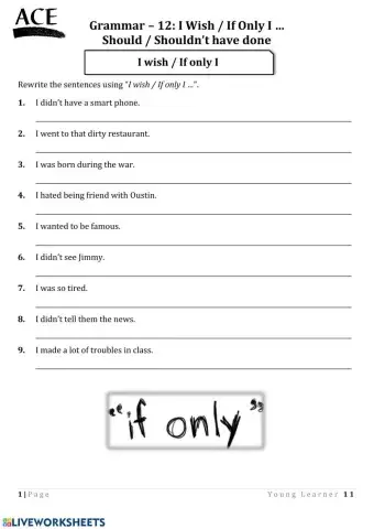 I wish-If Only, Should-shouldn't have done