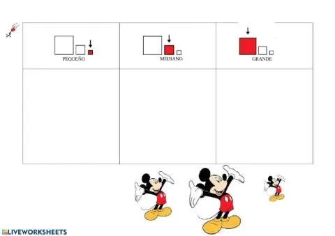 Pequeño, grande, mediano Mickey Mouse
