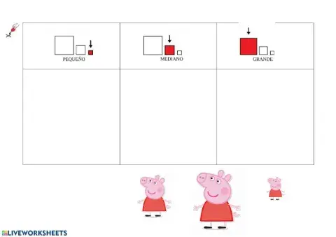 Pequeño, grande, mediano Peppa Pig