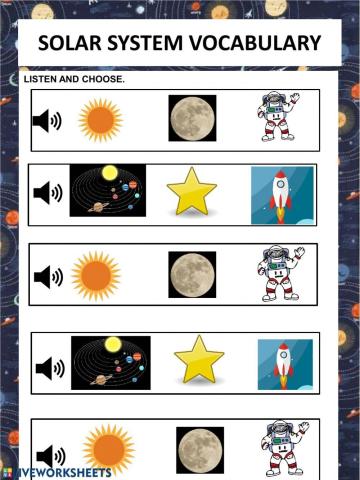 Solar system vocabulary