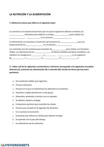 Alimentación y nutrición