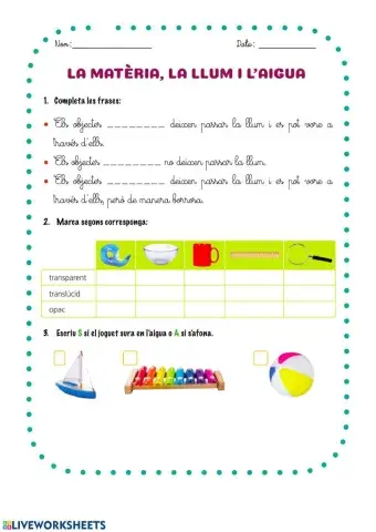 La matèria, la llum i l'aigua