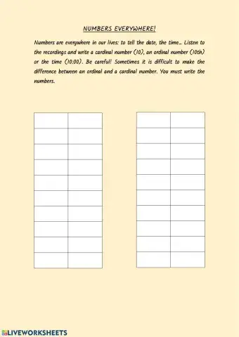 Numbers, dates and time