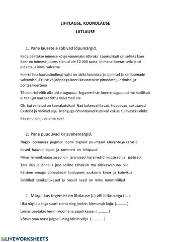 Lihtlause. Liitlause