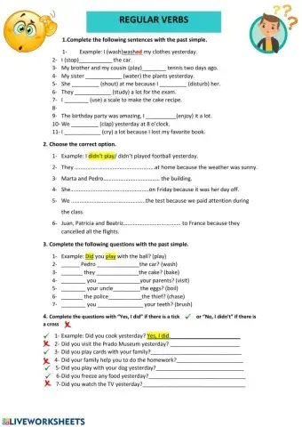 Regular verbs Past simple