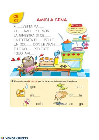 Lettura ce- ci - cia- cio - ciu