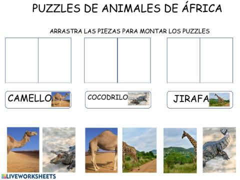 Puzzle animales áfrica