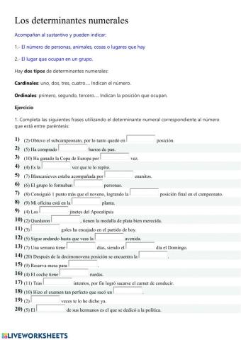 Determinantes numerales