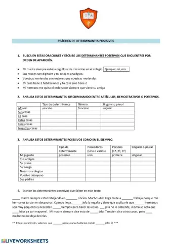 Determinantes posesivos