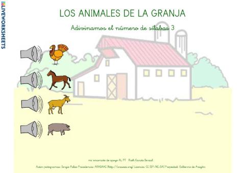 Los animales de la granja: silabeo 3