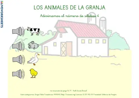 Los animales de la granja: silabeo 4
