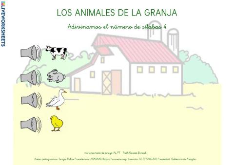 Los animales de la granja: silabeo 4