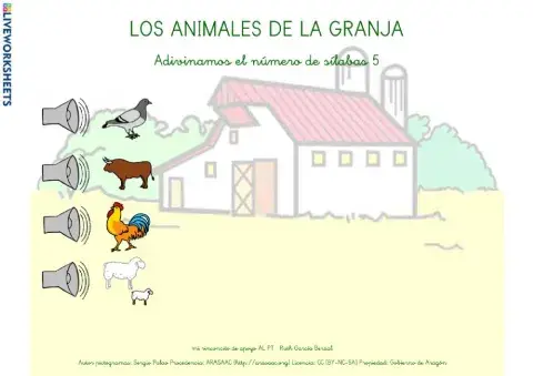 Los animales de la granja: silabeo 5