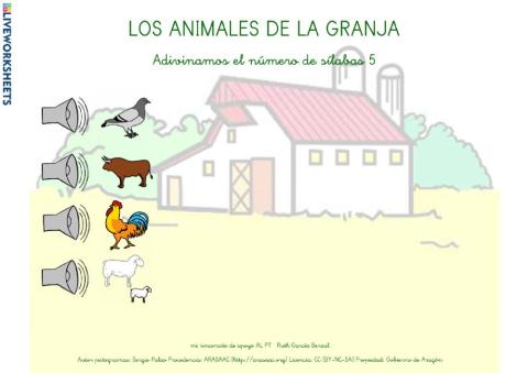 Los animales de la granja: silabeo 5