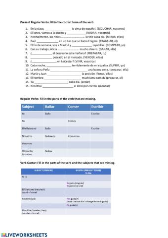 Present Tense Regular