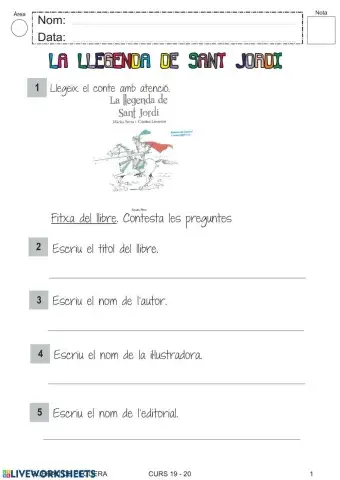 Fitxa llibre La llegenda de Sant Jordi