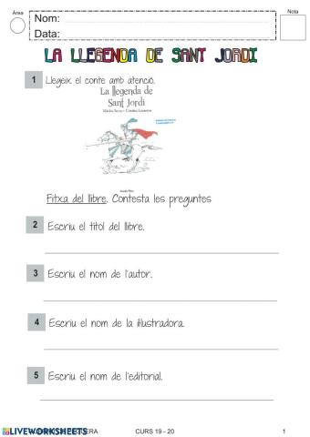 Fitxa llibre La llegenda de Sant Jordi