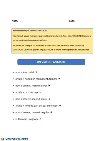 Formulari conteboig viatge