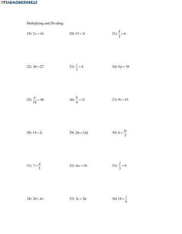 Mulitpying and dividing one step equations