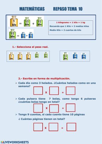 El kilo,medio kilo y cuarto